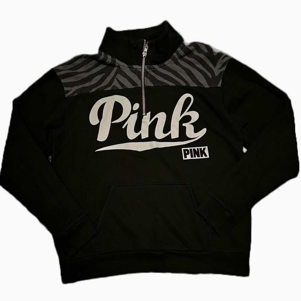 Victoria’s Secret PINK Zebra Quarter Zip Sweatshirt Women’s Size Extra Small